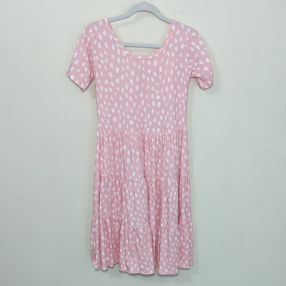 Vivie & Ash Other - Vivie & Ash Polka Dot Tiered Dress Pink White Spring Easter Handmade Girl Size 8